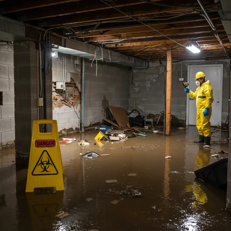 Flooded Basement Electrical Hazard in Linton, ND Property